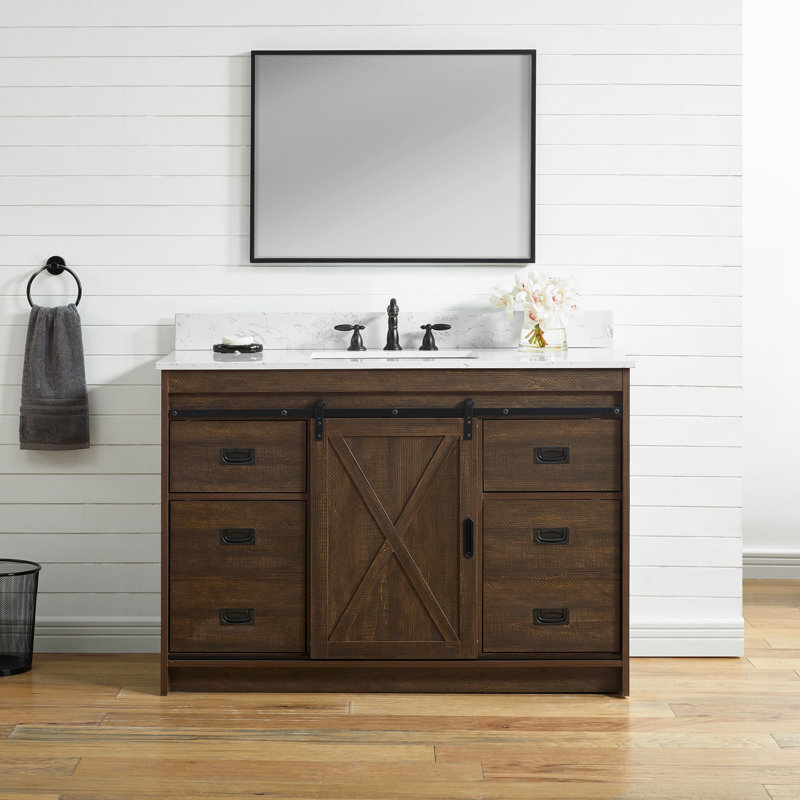 Sand & Stable Jillian 48'' Single Bathroom Vanity with Engineered Stone Top & Reviews | Wayfair
